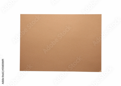 Empty kraft paper sheet isolated on white, top view