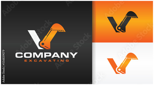 excavator letter V logo