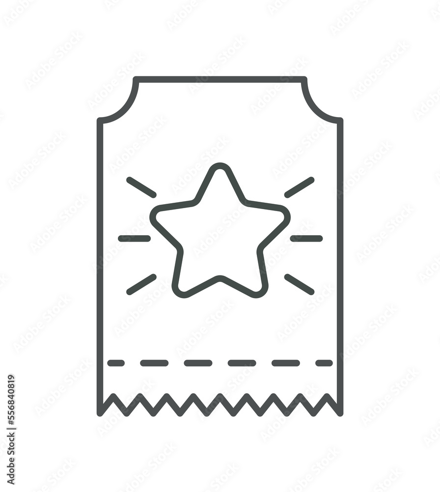 Marketing coupon line icon. Loyalty program and special offer. Voucher or ticket with star, graphic element for website. Interface for programs and applications. Cartoon flat vector illustration Marketing coupon line icon. Loyalty program and special offer. Voucher or ticket with star, graphic element for website. Interface for programs and applications. Cartoon flat vector illustration
