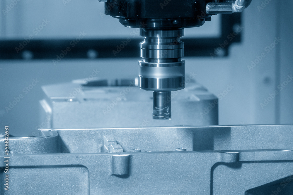 The CNC milling machine rough cutting the injection mold parts by indexable tools. The CNC milling machine rough cutting the injection mold parts by indexable tools.