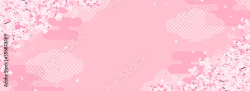 華やかな和風の桜の背景素材（バナー向け横長）