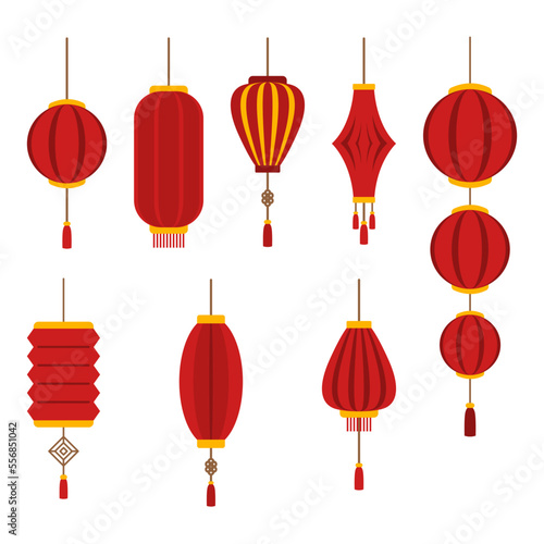chinese lantern bundle set collection vector flat