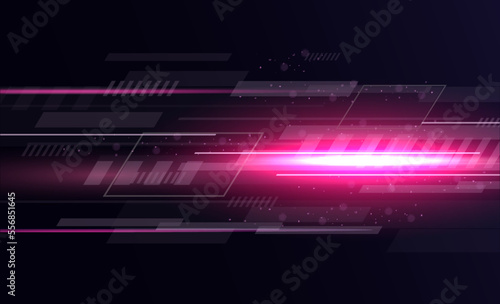Modern abstract high speed movement. Technology futuristic dynamic motion. Glow of bright lines of transport vehicle drive on road highway. Vector illustration