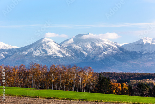 北海道、大雪山国立公園・美瑛の丘と黄葉