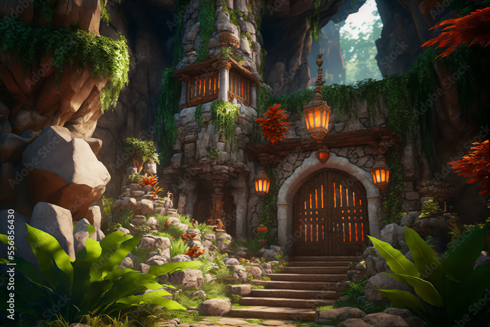 Naklejka premium リアルなダンジョン系背景イラスト(AI generated image)