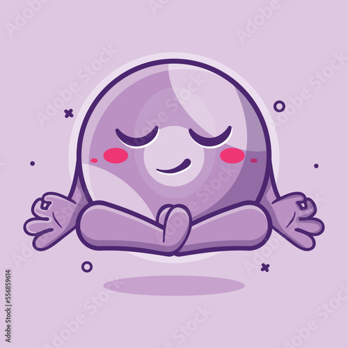 calm billiard ball character mascot with yoga meditation pose isolated cartoon in flat style design