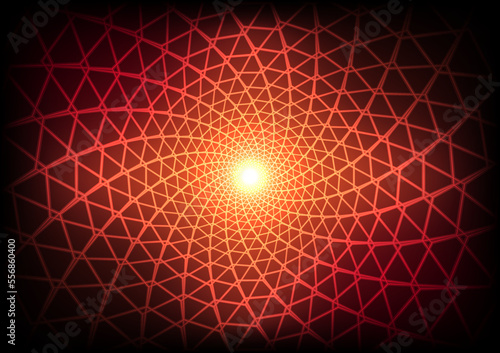 Red web spider vortex twirl mesh chain sunset background
