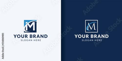 Abstract letter M logotype. Modern logo idea sign. Universal emblem vector icon