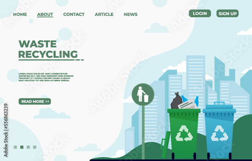 Reducing food waste, recycling plastic bottles. Reduce, reuse, recycle and zero waste concept. Web banner, landing page. Vector illustration