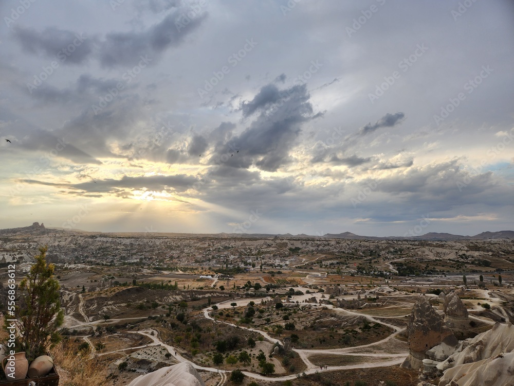 View overlooking Cappadocia as the sun rises