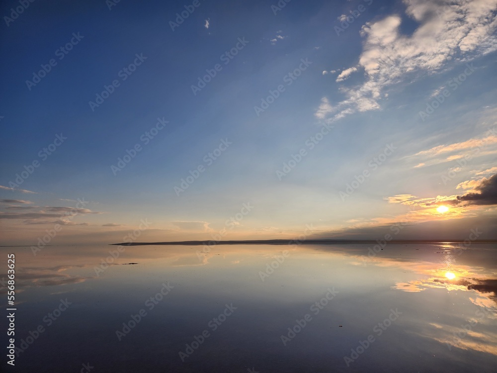 Sunset at Tuz Gölü, salt lake in Turkey