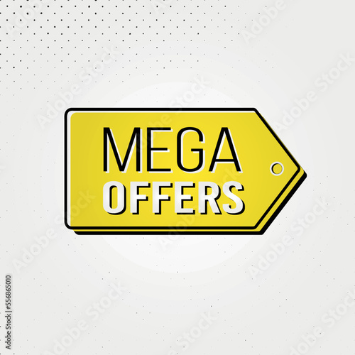 Mega Offers tag design template, modern design with curves