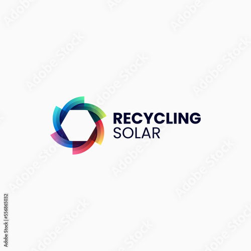 Vector Logo Illustration Recycling Gradient Colorful Style.