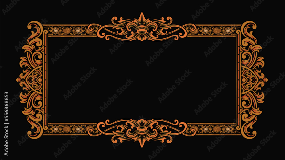 classic style frame vector design with fancy carved ornament