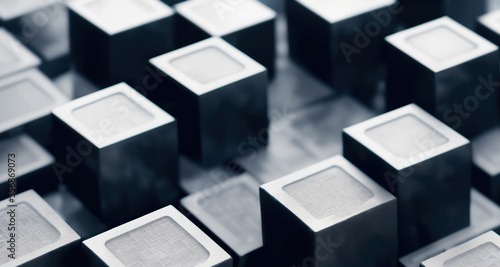 Abstract technology background of metallic cubes. Featuring a futuristic design  perfect for any tech-themed content. Generative AI