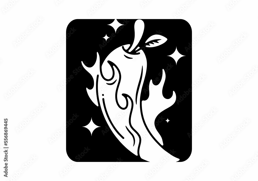 Illustration line art of hot chili tattoo Illustration line art of hot chili tattoo