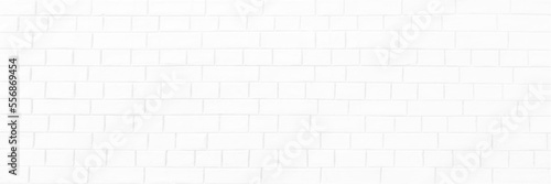 Abstract white brick wall texture for pattern background. wide panorama picture.