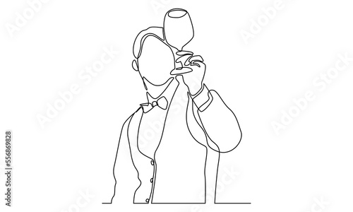 continuous line of bartender makes a cocktail