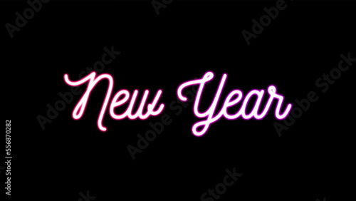 New Year Neon Text Editable Vector Illustration