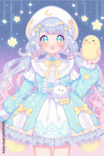 可愛い女の子のイラスト(AI generated image)
