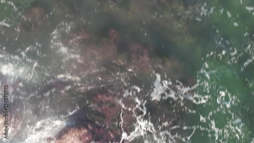 Wallpaper Mural 山陰海岸　岩場に打ちつける日本海の荒波　ドローン空撮 Torontodigital.ca