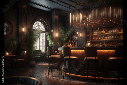 gothic speakeasy bar, generative ai photo