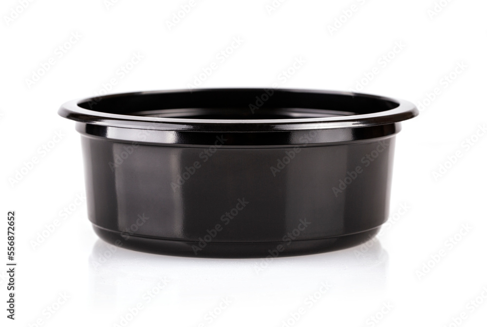 black plastic food bowl isolated on white background black plastic food bowl isolated on white background