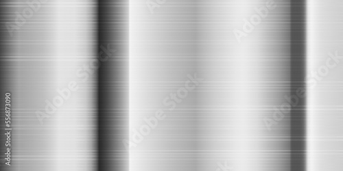 Vector realistic metal tin texture. Silver aluminium background. Iron shiny surface. Chrome horizontal banner. Steel reflection backdrop. Industrial stainless seamless pattern. Titanium 3d sheet