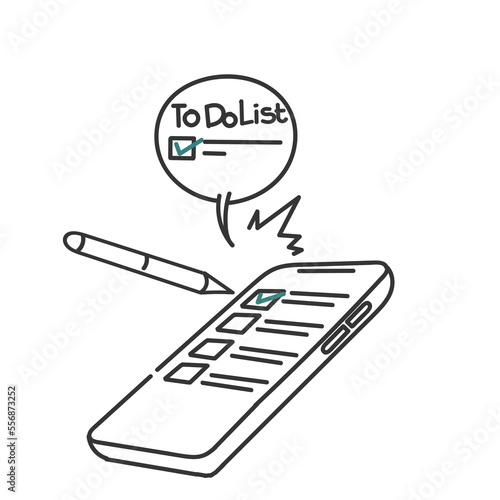 hand drawn doodle to do list planner on mobile phone screen illustration