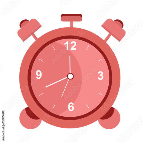 Pink retro style alarm clock on white