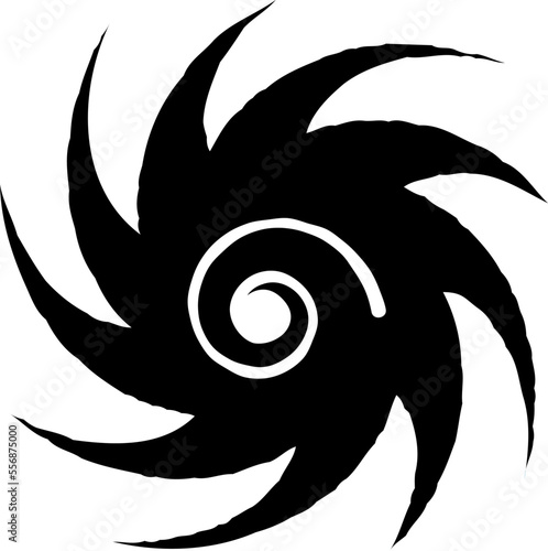 台風の渦巻きのシンプルなアイコンイラスト　モノクロ