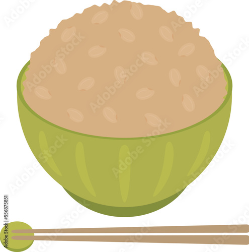 ご飯茶碗とお箸のアイコン　玄米