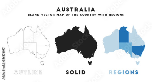 Australia map. Borders of Australia for your infographic. Vector country shape. Vector illustration.