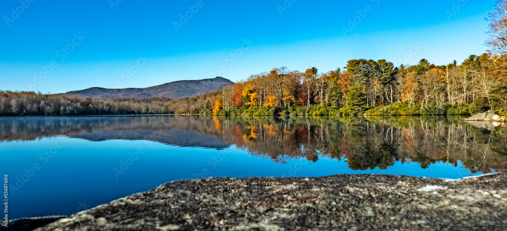 julian price lake and granfather mountain autumn season