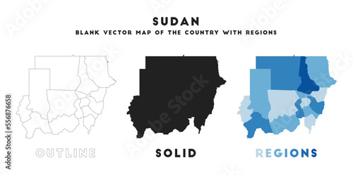 Sudan map. Borders of Sudan for your infographic. Vector country shape. Vector illustration.