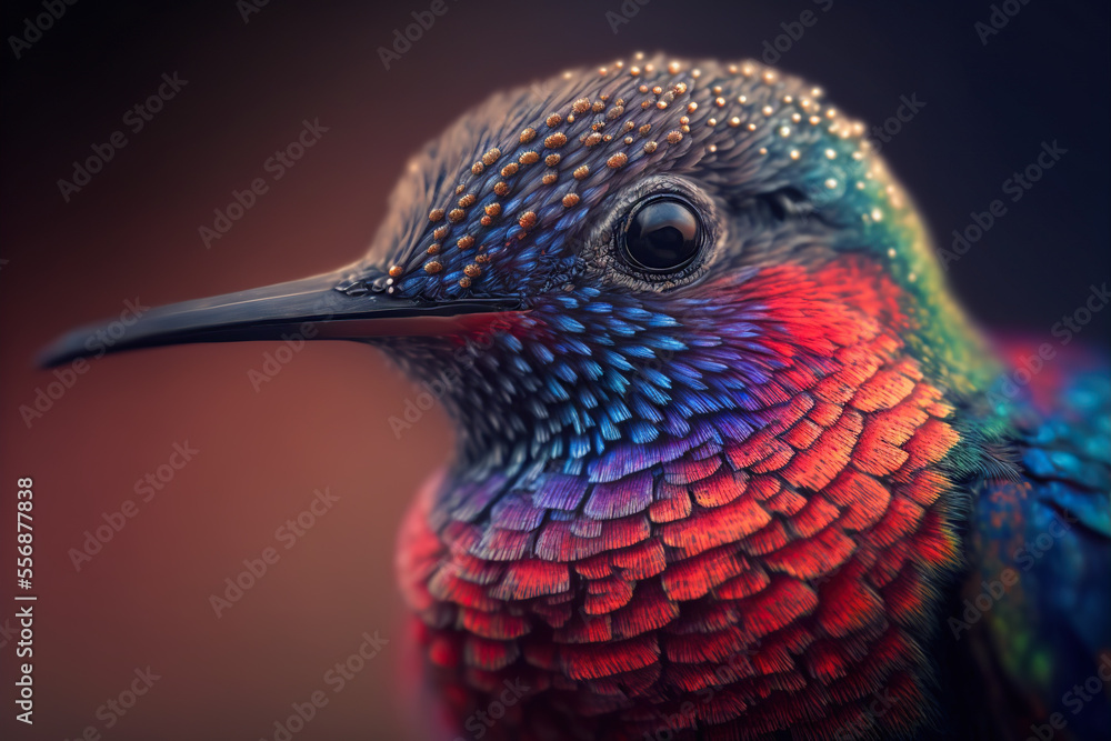 Fototapeta premium colorful hummingbird close up (generative ai)
