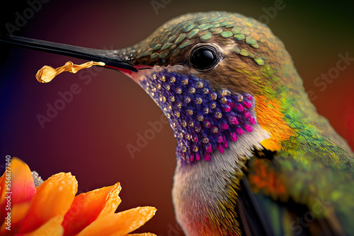 colorful hummingbird close up  (generative ai)