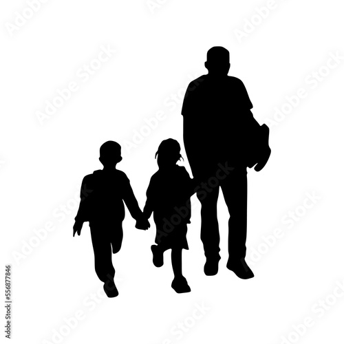 dad walk with boys silhouette illustration © Nganuu