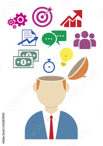 set of business icons, the burden of a businessman's mind, can be used for a logo with an office theme or about a businessman