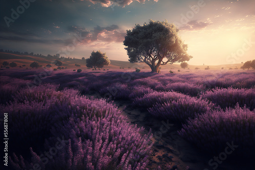 Calming field of lavender landscape (generative ai) © Imagination Station