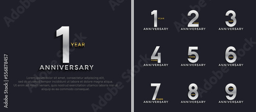 set of anniversary logo style silver and gold color on dark background for special moment
