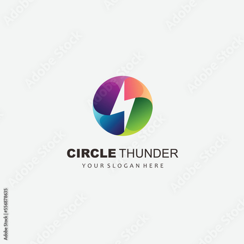 circle thunder logo design gradient colorful