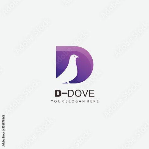 letter d dove design logo vector illustration