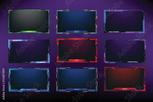 Twitch stream overlay package including  facecam overlay set, offline, starting soon, twitch panels