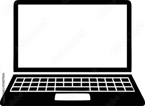 Computer icon symbol in a white background, black laptop icon symbol on the white background	
