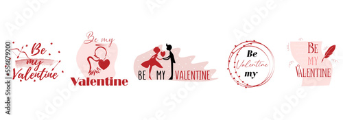 Set of drawn cards for Valentine's Day on white background