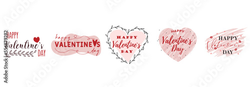 Set of drawn cards for Valentine's Day on white background