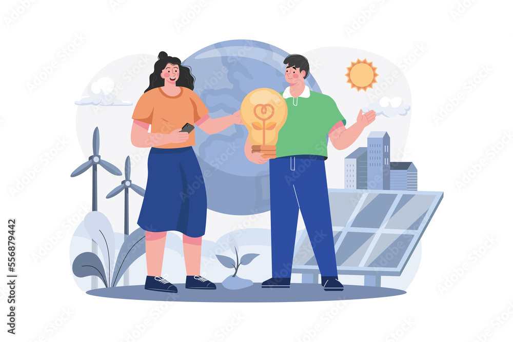 Renewable Energy Illustration concept on white background