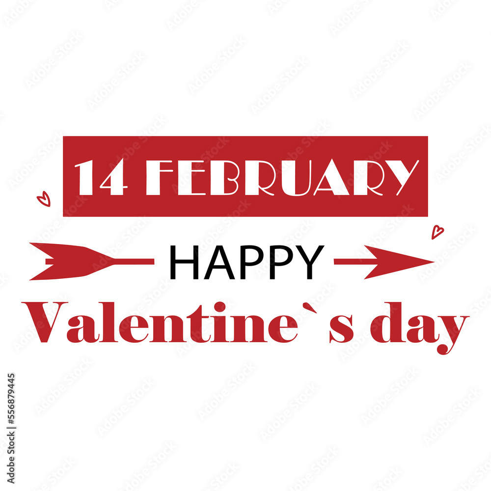 Text 14 FEBRUARY, HAPPY VALENTINE'S DAY on white background