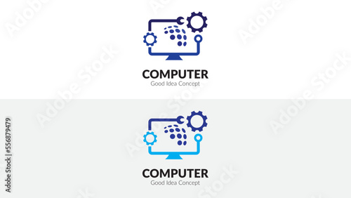 Computer technology vector logo design fully editable high quality